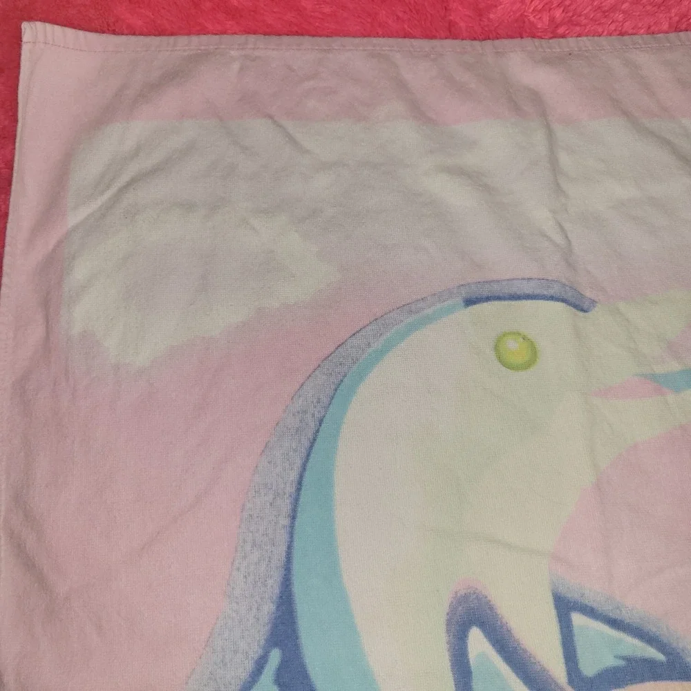 Vintage Y2K Lisa Frank Dancing Dolphins Beach Towel 1990s